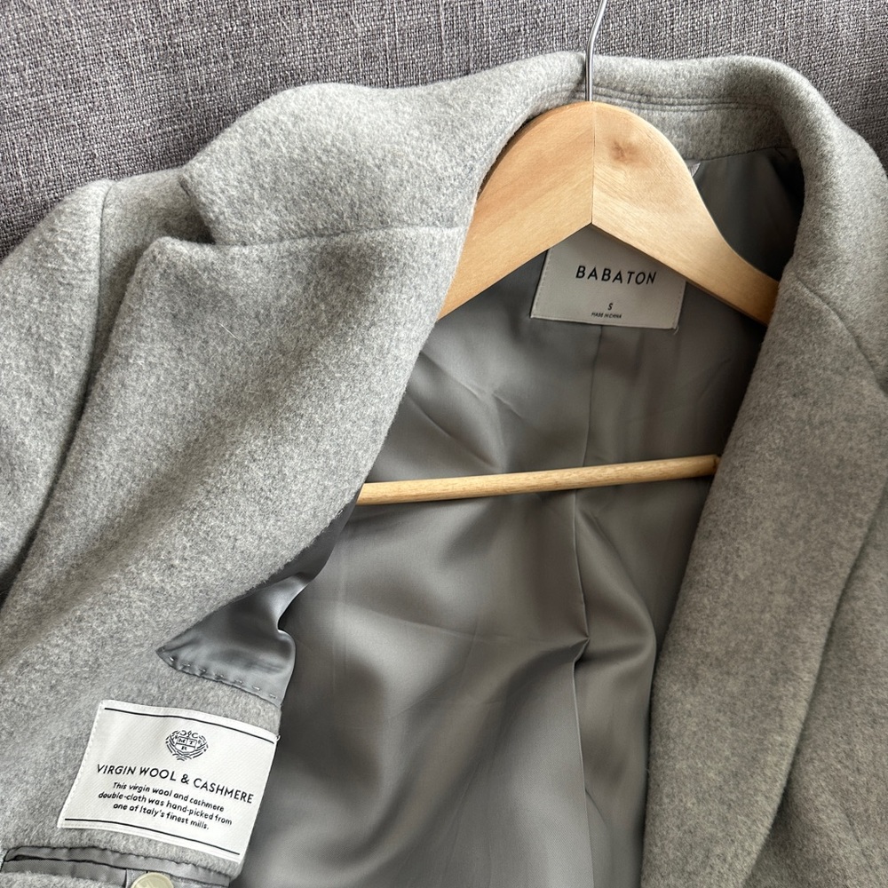 Babaton Grey Wool Cashmere Coat